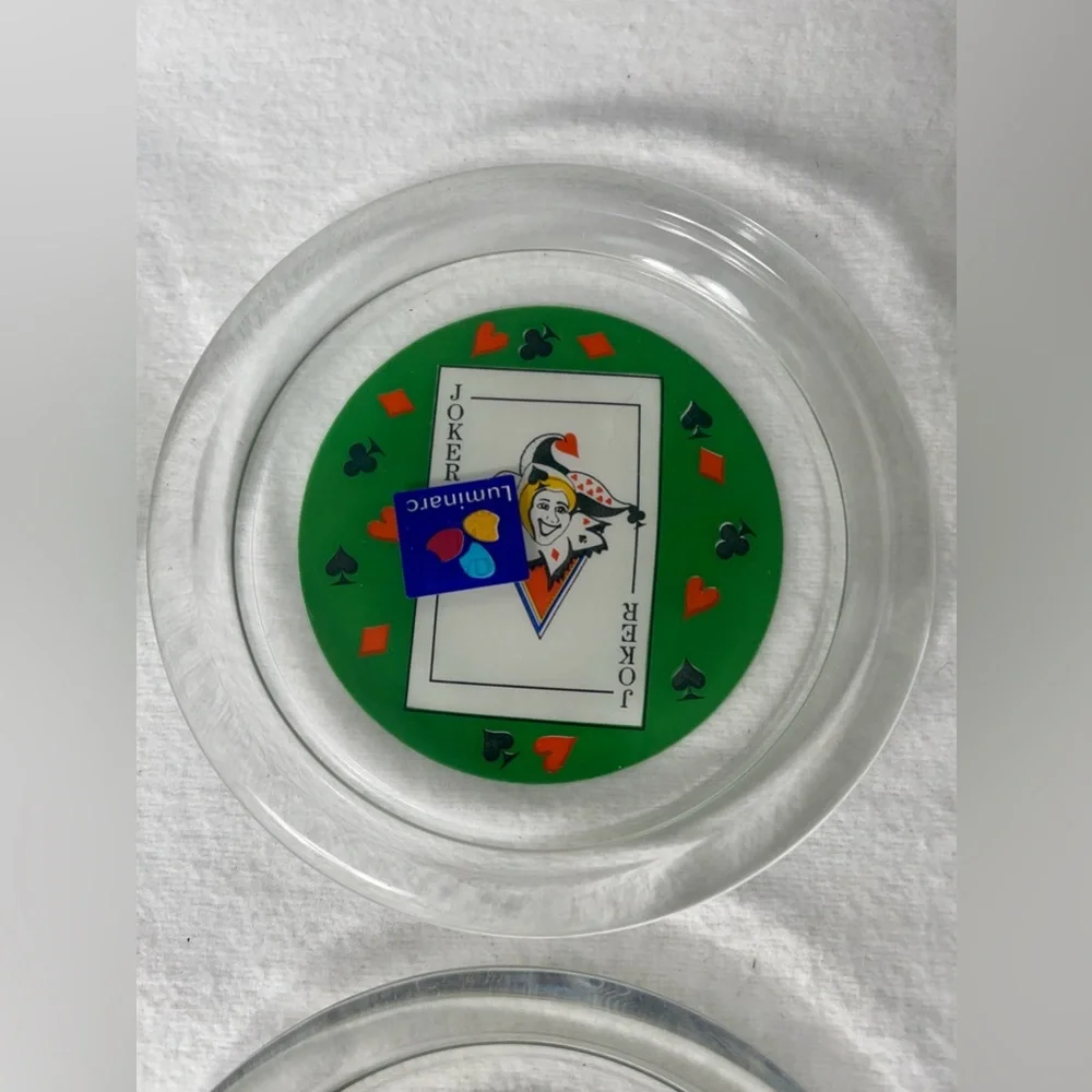 Playing Card Coasters Glass Trinket Dish Game Room Decor Luminarc France King